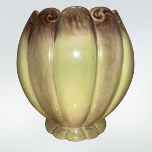 Vintage Green & Brown 7”‎ Vase / Planter Ceramic